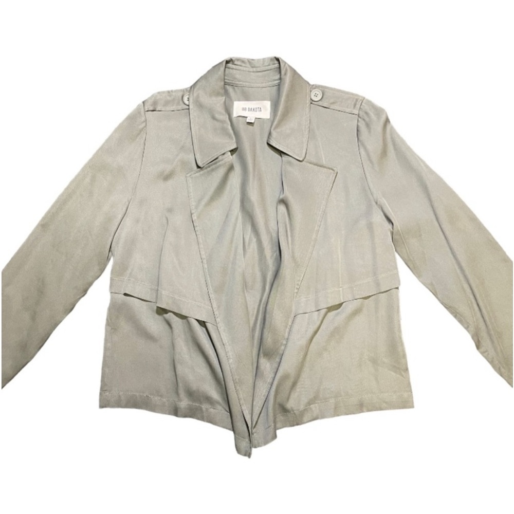 BB DAKOTA Women's Double Agent Tencel Cropped Trench Coat Jacket large green